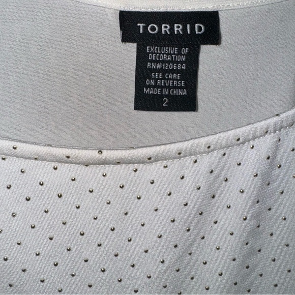 Ivory w/ Gold Polka Dot SS One Shoulder Top / Blouse Women's Size 2 - Picture 7 of 8